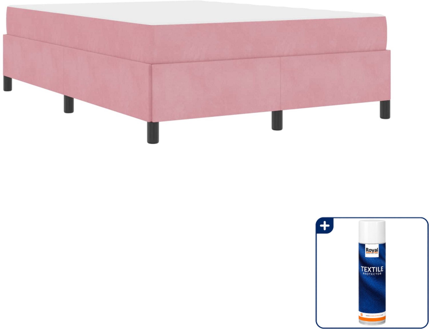 vidaXL bed met matras - queensize - 160 x 200 cm - roze - Inclusief textielbeschermer 500 ml Bruin