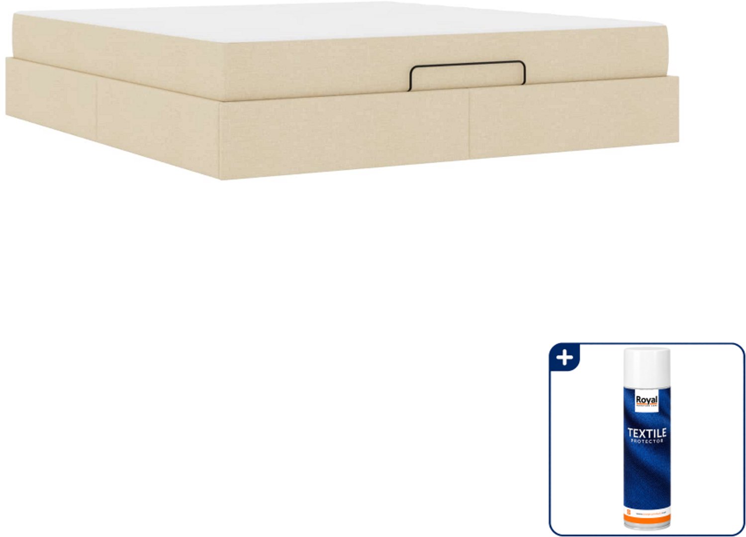 vidaXL bed met matras - Kingsize - 180 x 200 cm - crème - stof - Inclusief textielbeschermer 500 ml Bruin