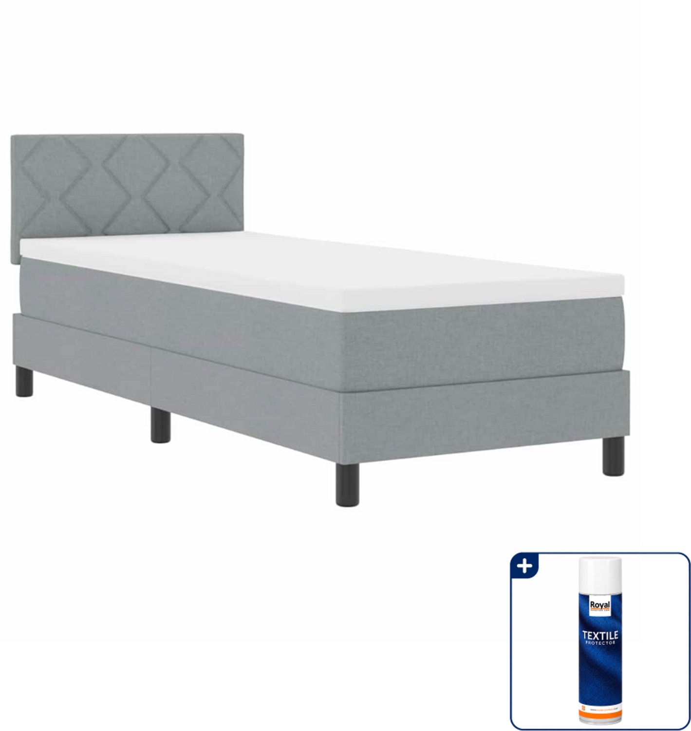 vidaXL boxspring - 80 x 200 cm - stof - lichtgrijs - Inclusief textielbeschermer 500 ml