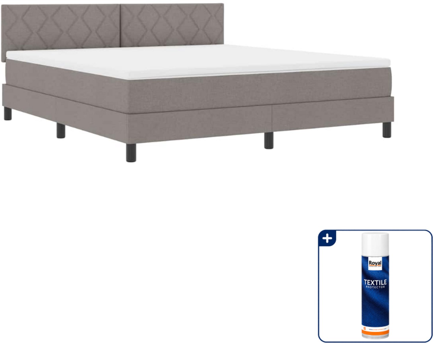 vidaXL Kingsize boxspring bed - 180 x 200 cm - taupe - Inclusief textielbeschermer 500 ml