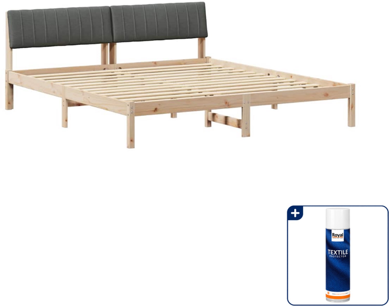 vidaXL bedframe - Kingsize - 180 x 200 cm - bruin en donkergrijs - Inclusief textielbeschermer 500 ml