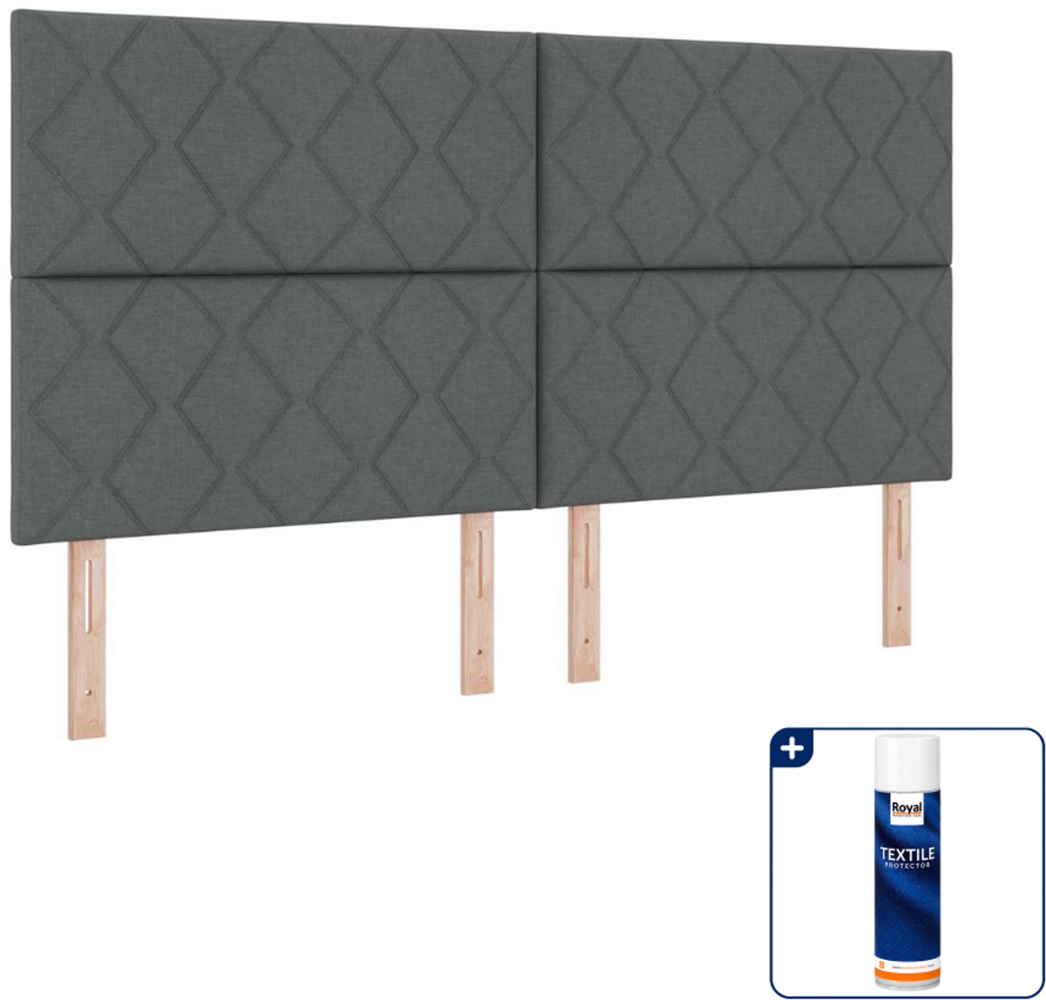 vidaXL Kingsize boxspring - 180 x 200 cm - donkergrijs - Inclusief textielbeschermer 500 ml