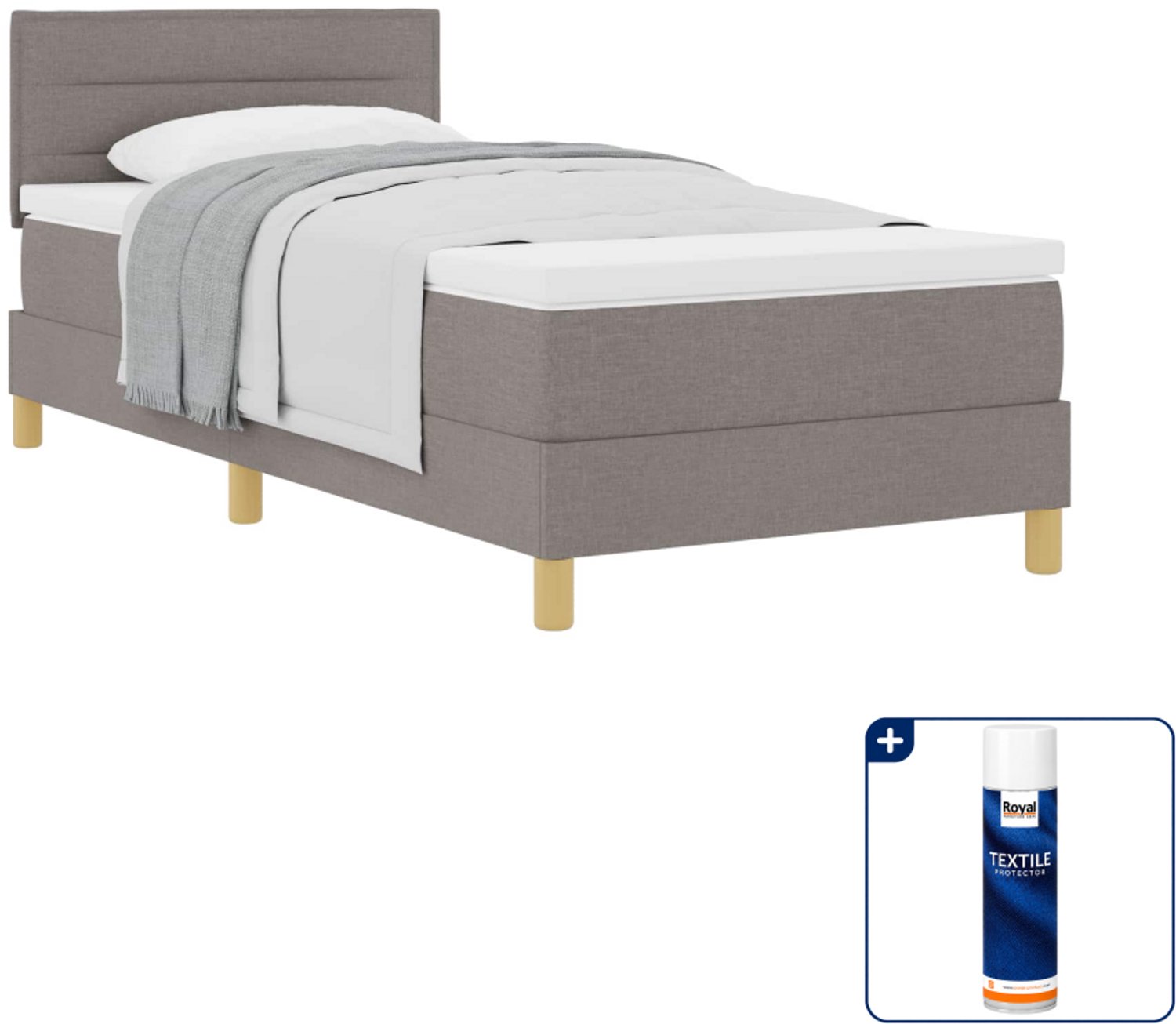vidaXL boxspringbed - 100 x 200 cm - taupe - Inclusief textielbeschermer 500 ml