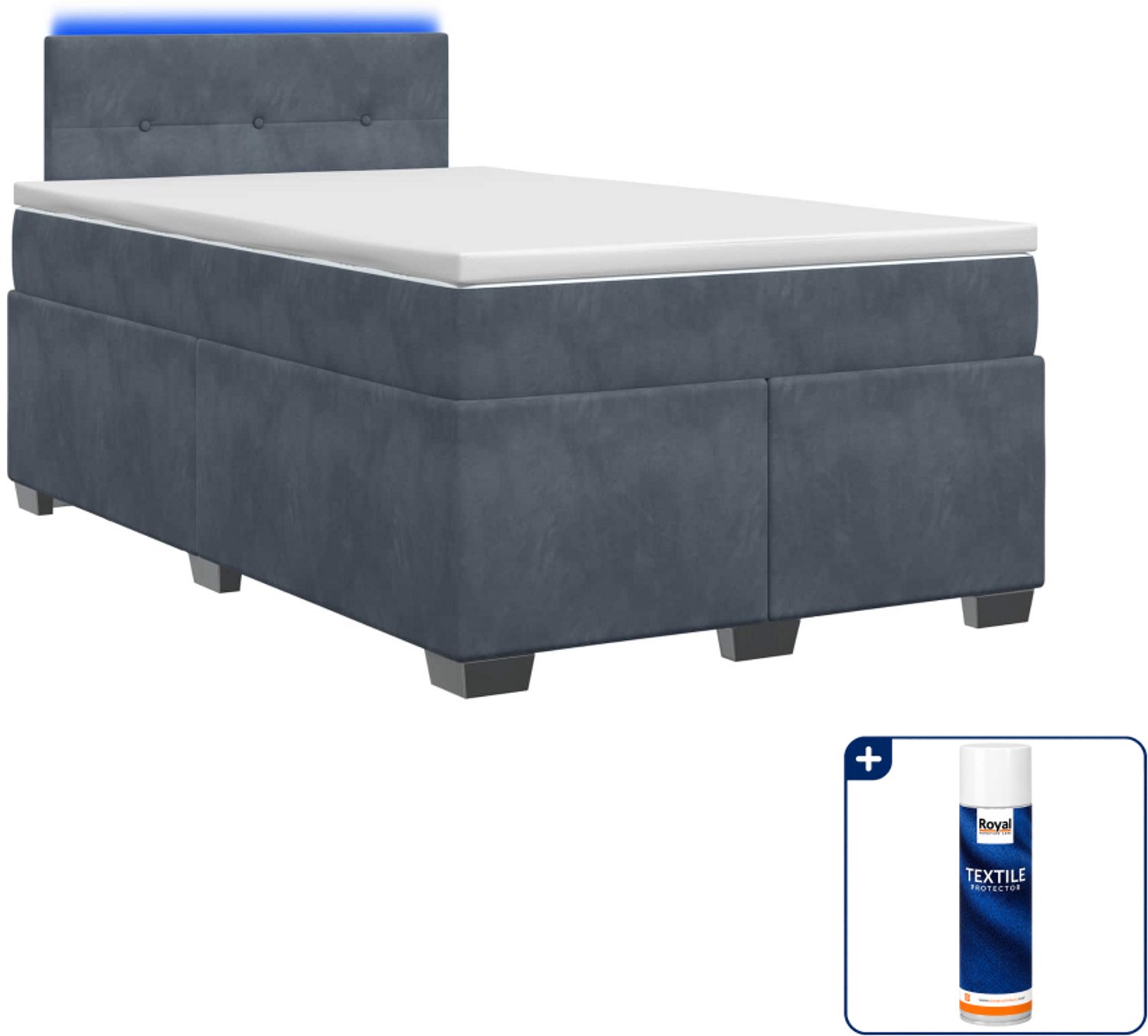vidaXL boxspring met matras en led - 120 x 190 cm - donkergrijs - Inclusief textielbeschermer 500 ml