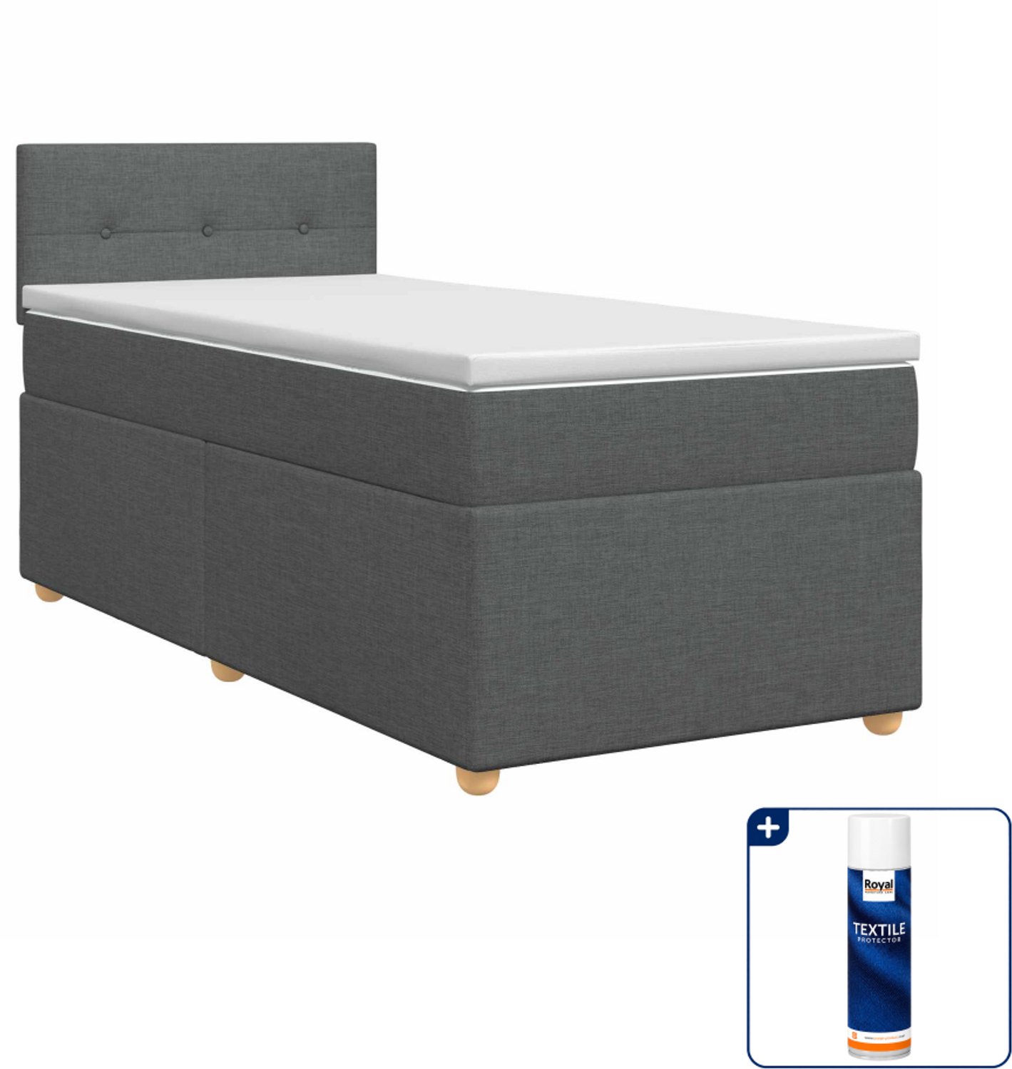 vidaXL boxspringbed - 100 x 200 cm - donkergrijs - Inclusief textielbeschermer 500 ml Donker Grijn
