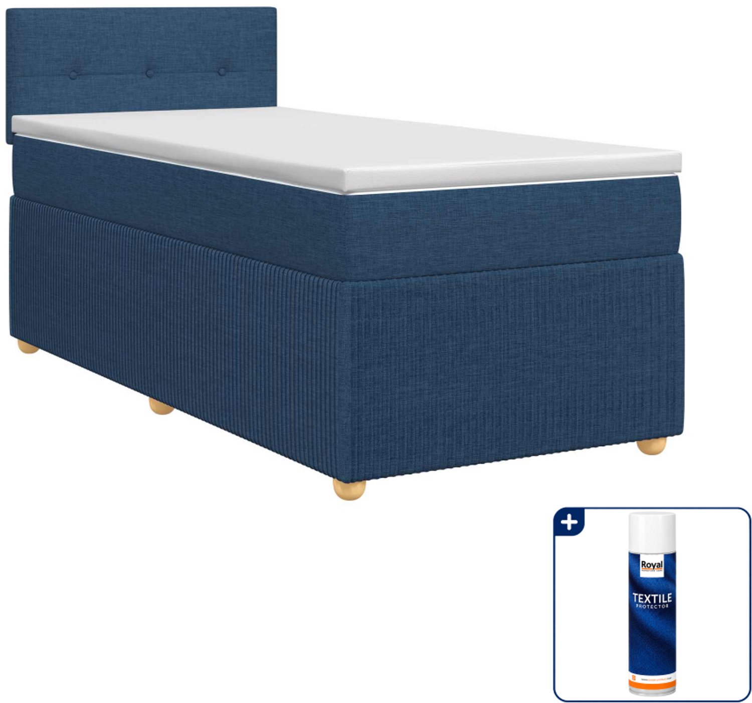 vidaXL boxspringbed - 100 x 200 cm - stof - blauw - Inclusief textielbeschermer 500 ml