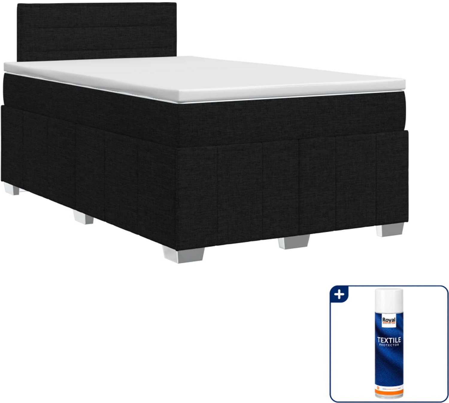 vidaXL boxspringbed - 120 x 200 cm - zwart - Inclusief textielbeschermer 500 ml
