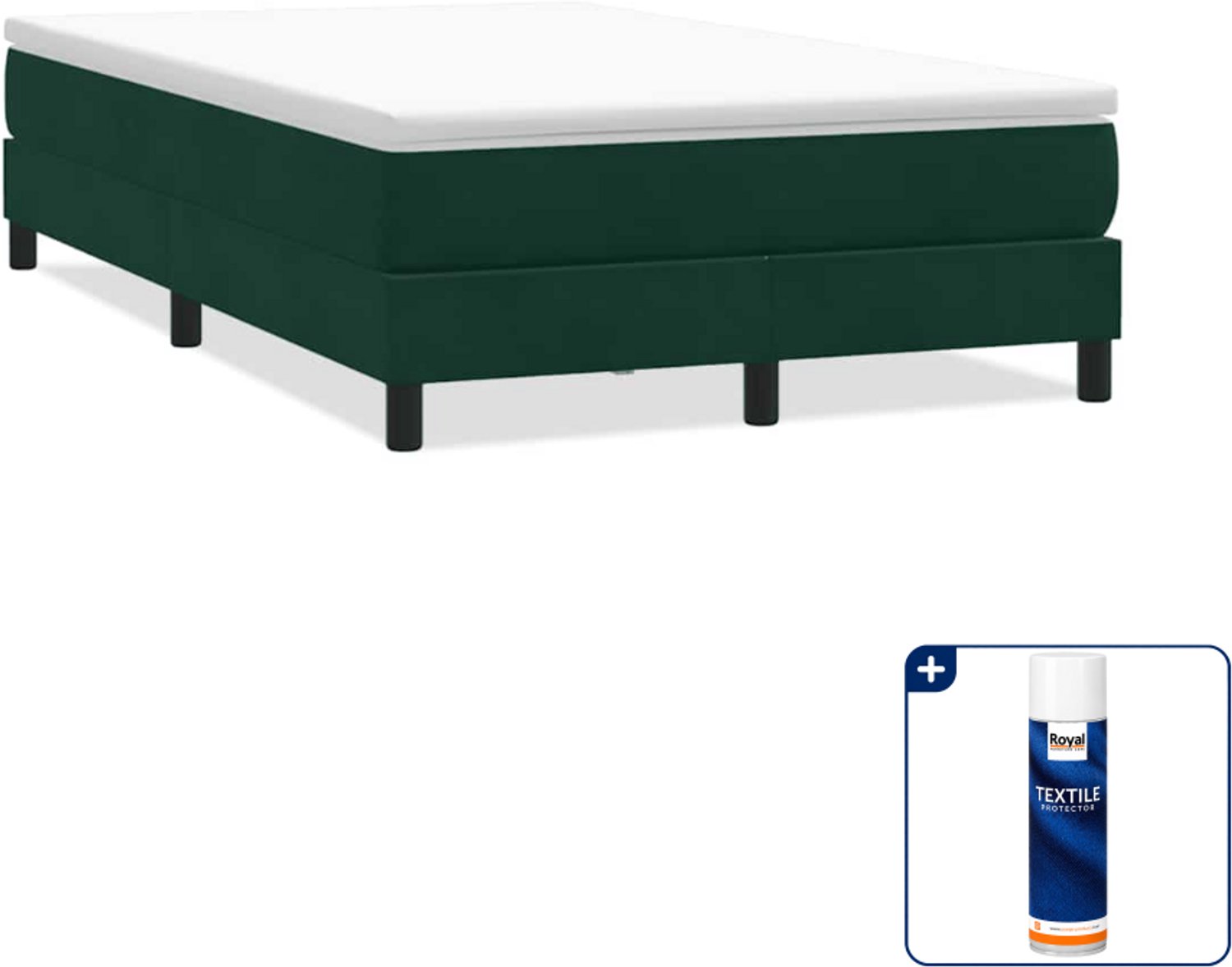 vidaXL boxspring 120 x 210 cm - fluweel - donkergroen - Inclusief textielbeschermer 500 ml