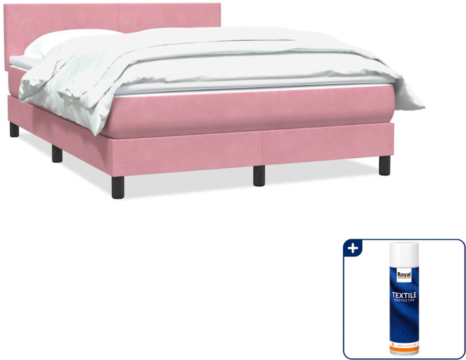 vidaXL boxspring - Small double - 140 x 210 cm - roze - Inclusief textielbeschermer 500 ml Bruin