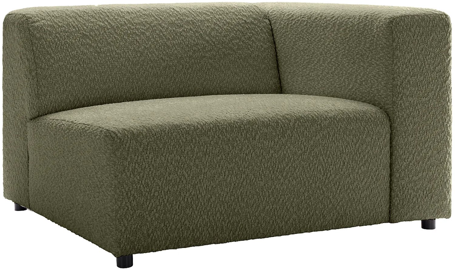 Vente-unique Hoekfauteuil rechts in groene chenillestof TORISO