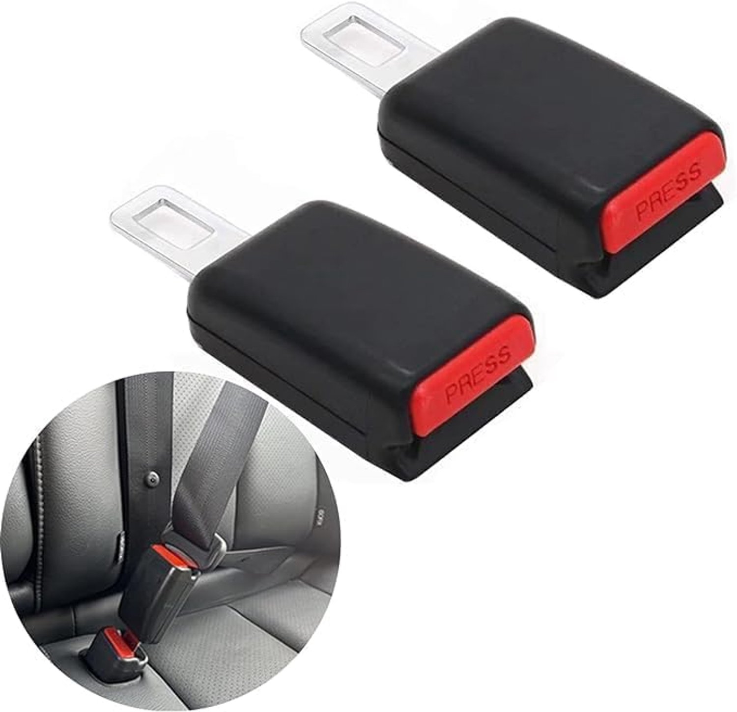 Gordelverlenger - 2 Stuks - 12 cm - Verlengstuk Gordel – Gordel Clip Autostoel - Autogordel Verlenger - druksluiting - eenvoudig te vervangen – Eenvoudige Installatie, Geschikt voor de Meeste Auto - Zwart