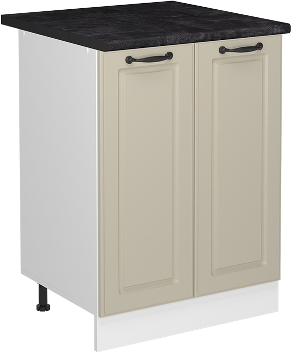 Vicco Keukenonderkast R-Line, Zand landelijk/Wit, 60 cm antraciet werkblad