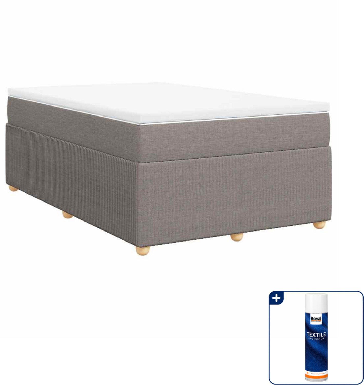 vidaXL boxspring met matras 120 x 200 cm - taupe - Inclusief textielbeschermer 500 ml
