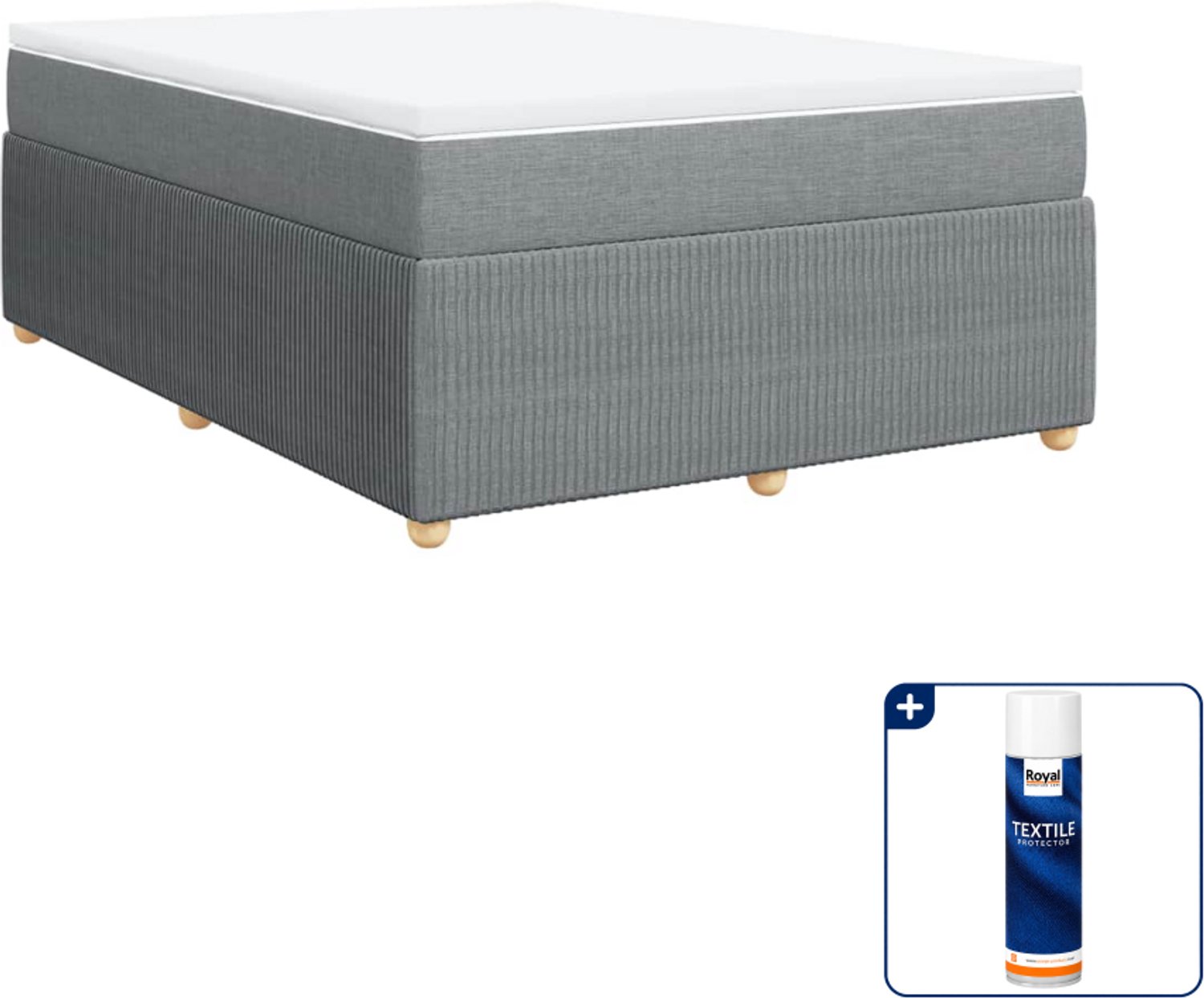 vidaXL boxspring met matras - Queensize - 160 x 200 cm - lichtgrijs - Inclusief textielbeschermer 500 ml