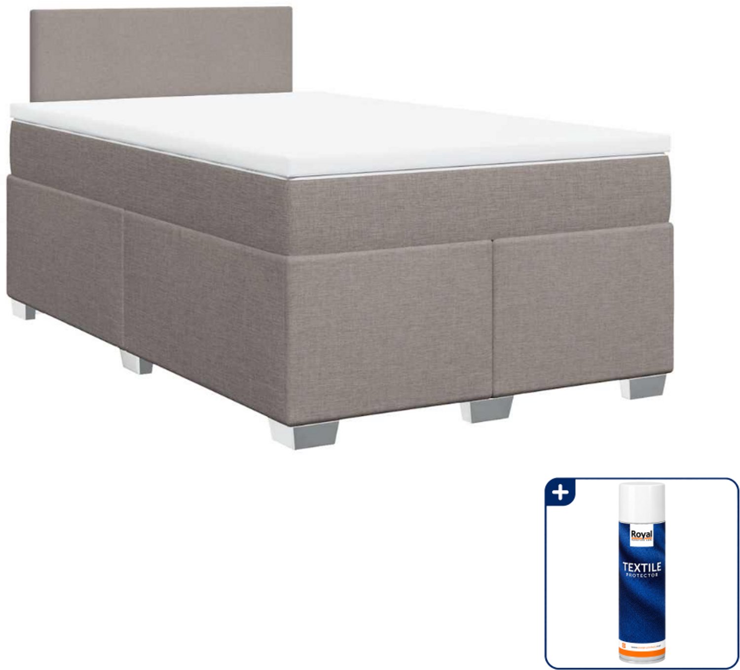 vidaXL boxspring met matras - 120 x 190 cm - stof - taupe - Inclusief textielbeschermer 500 ml
