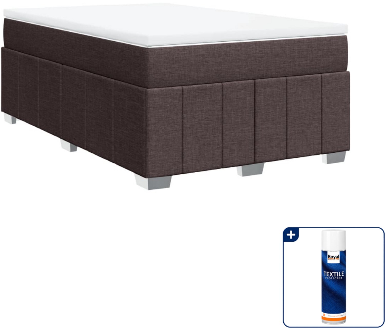 vidaXL boxspring met matras en topper - 120 x 190 cm - donkerbruin - Inclusief textielbeschermer 500 ml
