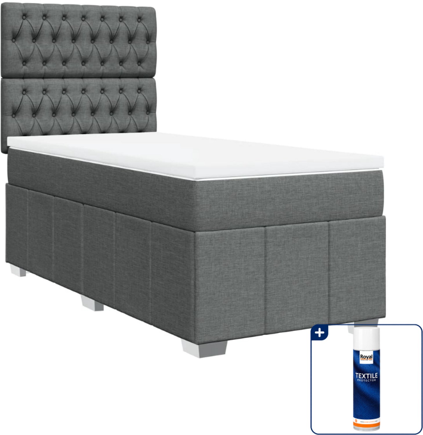 vidaXL boxspring - 80 x 200 cm - stof - donkergrijs - Inclusief textielbeschermer 500 ml