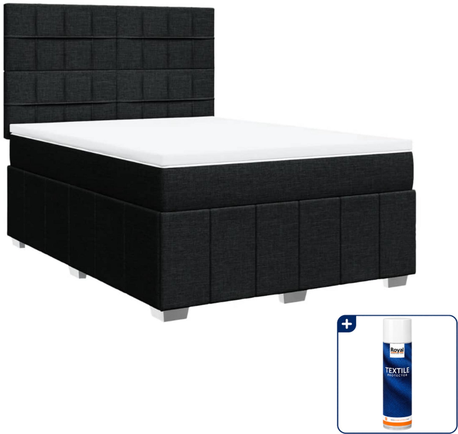 vidaXL Queensize boxspring - 160 x 200 cm - zwart - Inclusief textielbeschermer 500 ml