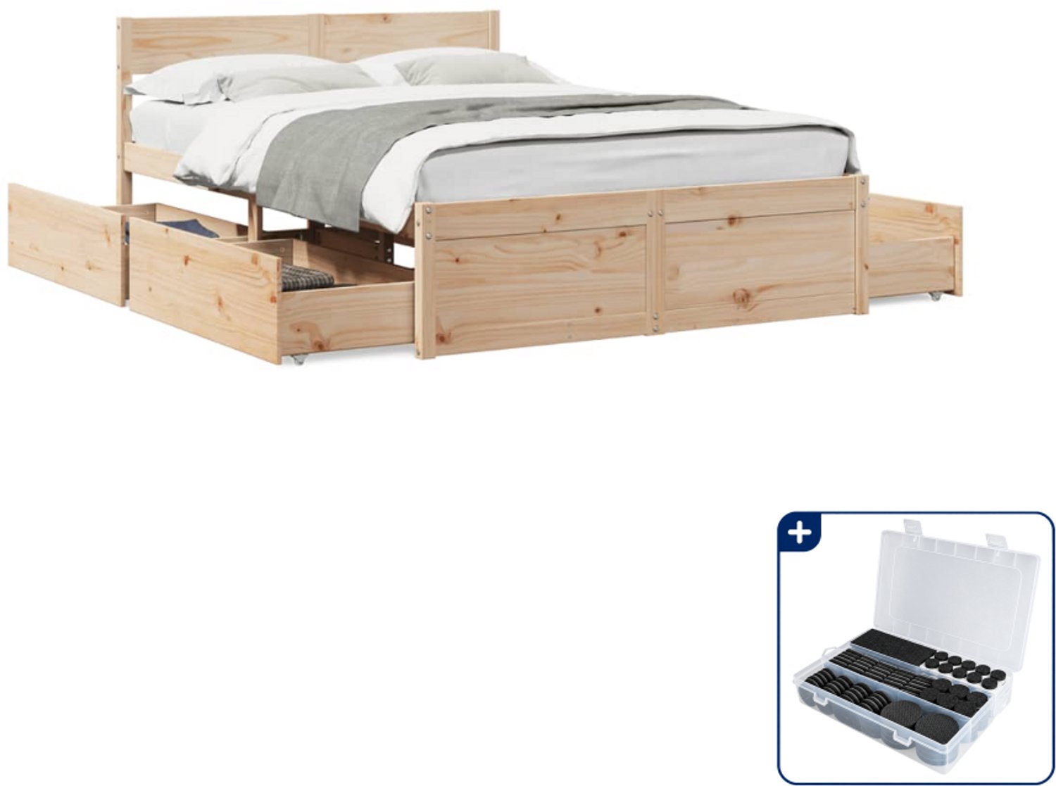 vidaXL bedframe - 120 x 200 cm - massief grenenhout - Inclusief antikrasvilt 177-delig Roze