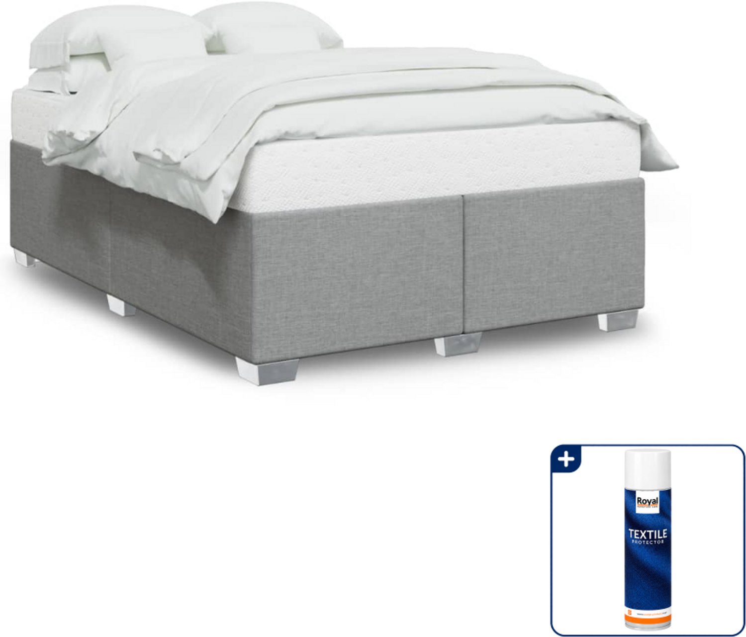 vidaXL Bedframe - Queensize - 160 x 200 cm - lichtgrijs - Inclusief textielbeschermer 500 ml Bruin