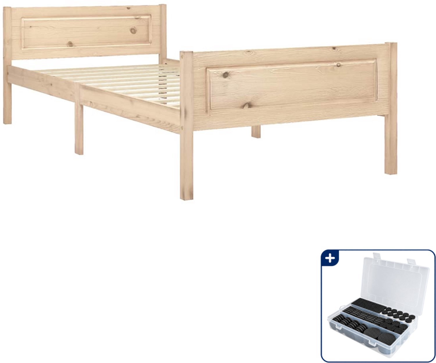 vidaXL bedframe - 90 x 200 cm - massief grenenhout - Inclusief antikrasvilt 177-delig Bruin