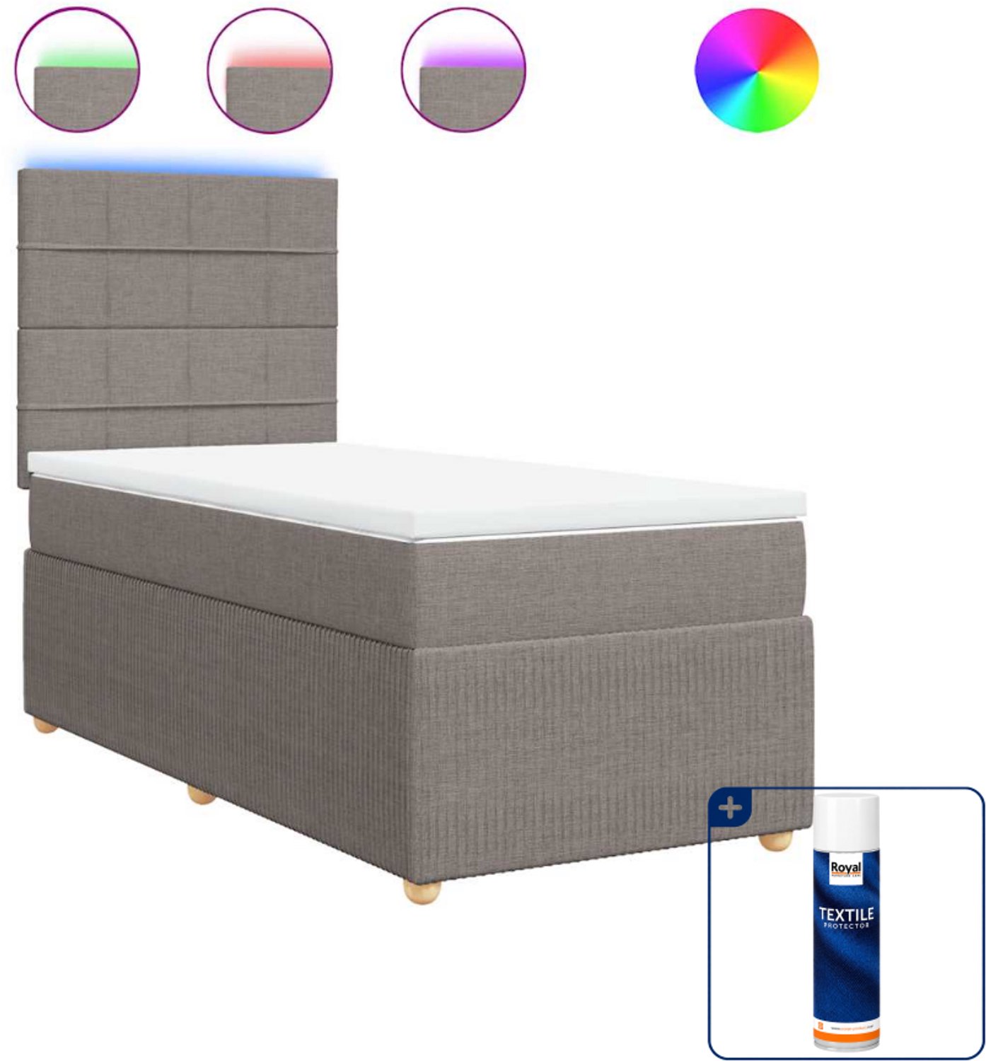 vidaXL boxspring met matras - 100 x 200 cm - stof - taupe - Inclusief textielbeschermer 500 ml