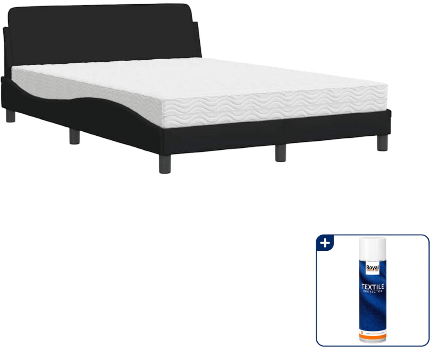 vidaXL Dover bed met matras - 140 x 190 cm - zwart - Inclusief textielbeschermer 500 ml