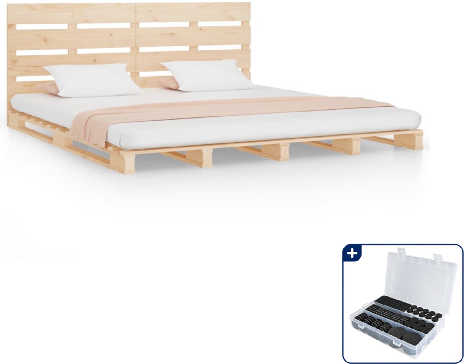 vidaXL bedframe 120 x 190 cm - massief grenenhout - Inclusief antikrasvilt 177-delig Bruin