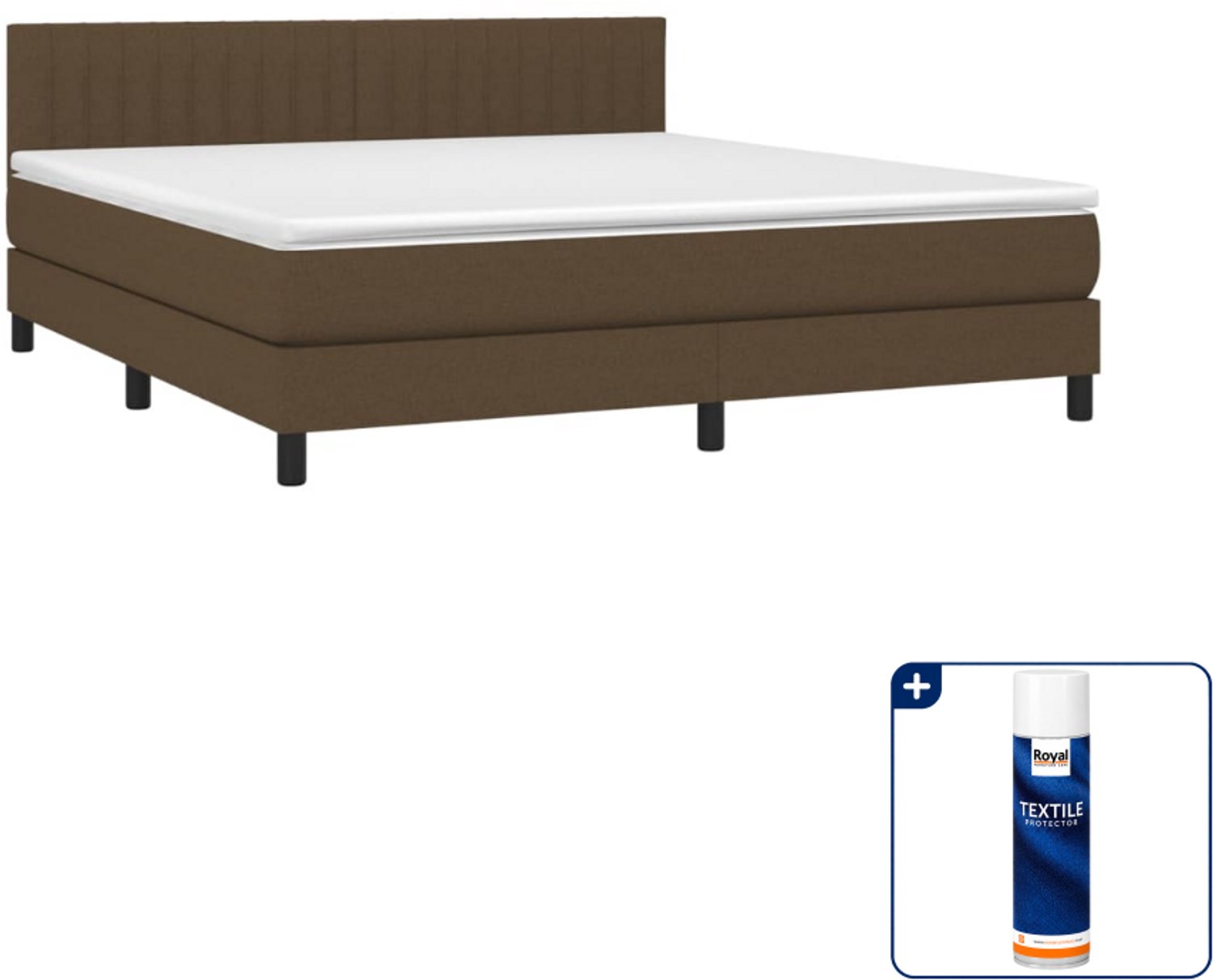 vidaXL Boxspring - Queensize - 160 x 200 cm - donkerbruin - Inclusief textielbeschermer 500 ml
