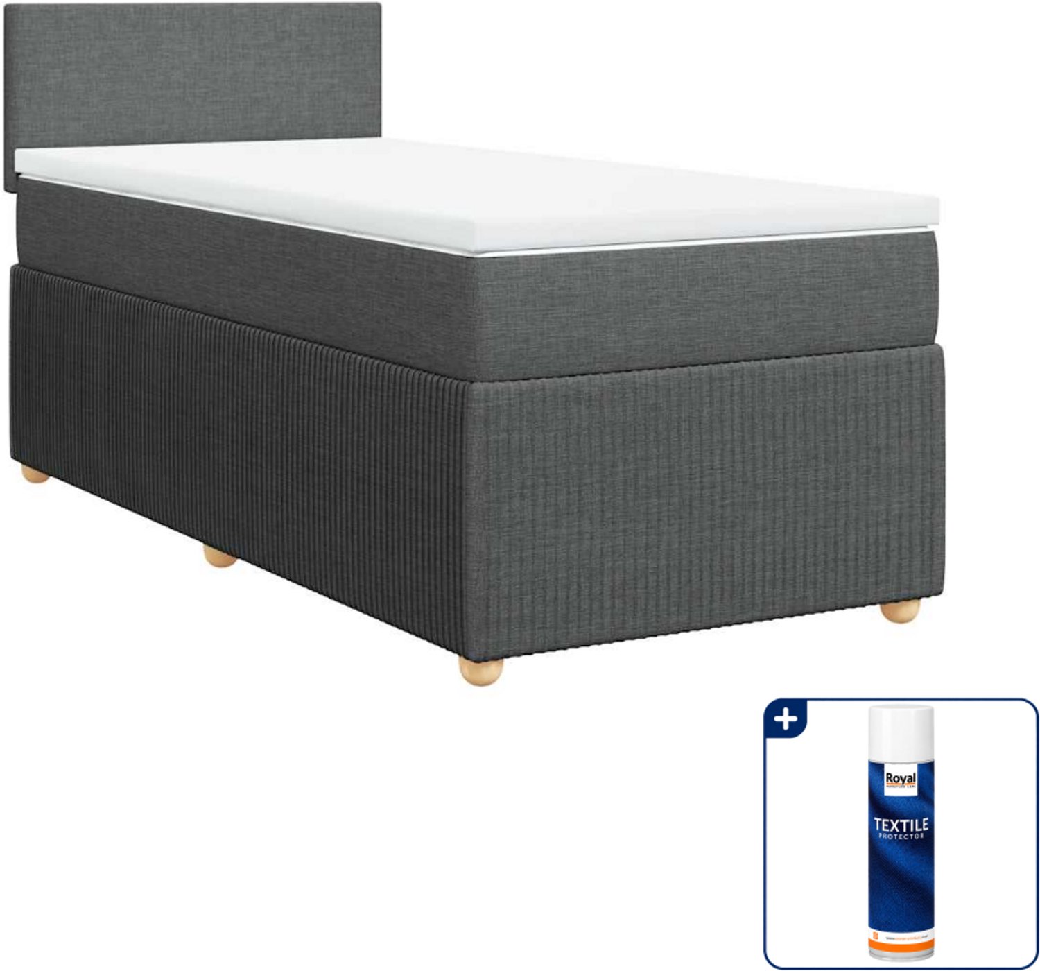 vidaXL boxspring met matras - 100 x 200 cm - stof - donkergrijs - Inclusief textielbeschermer 500 ml
