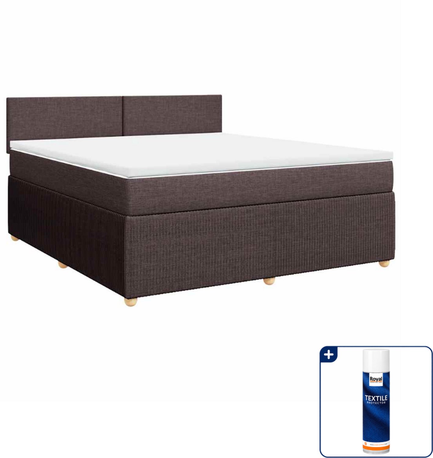 vidaXL boxspring - Kingsize - 180 x 200 cm - donkerbruin - Inclusief textielbeschermer 500 ml