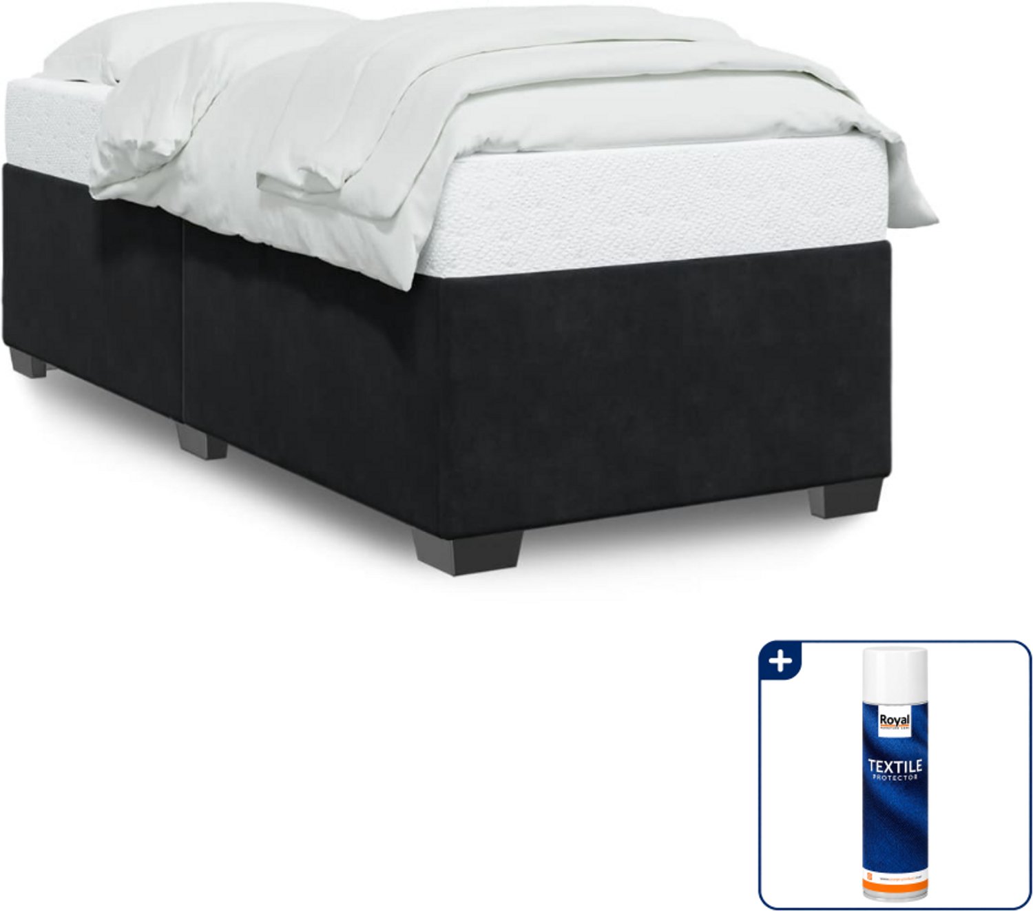 vidaXL bedframe - 80 x 200 cm - fluweel - zwart - Inclusief textielbeschermer 500 ml Taupe