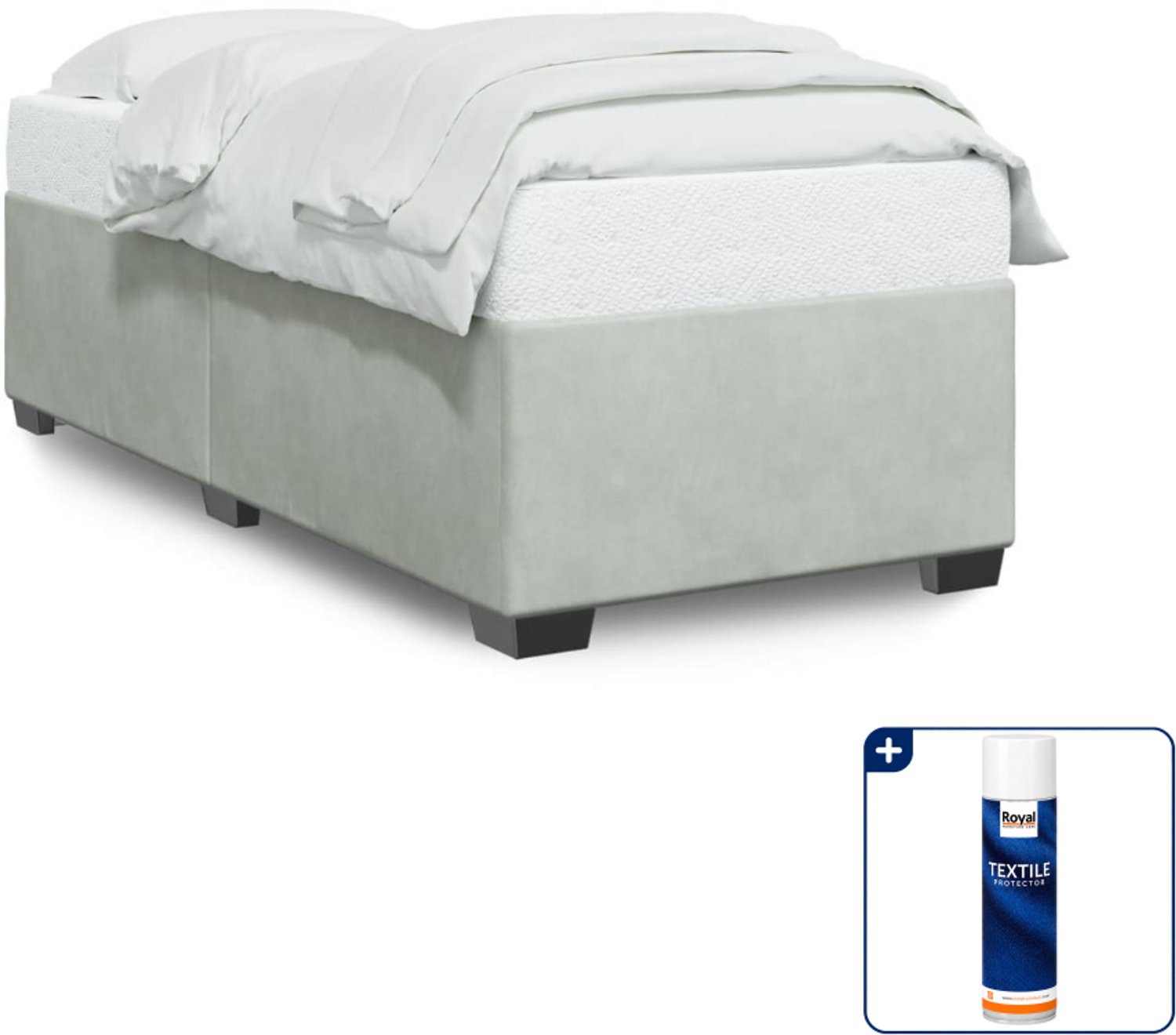 vidaXL bedframe - 100 x 200 cm - fluweel - lichtgrijs - Inclusief textielbeschermer 500 ml