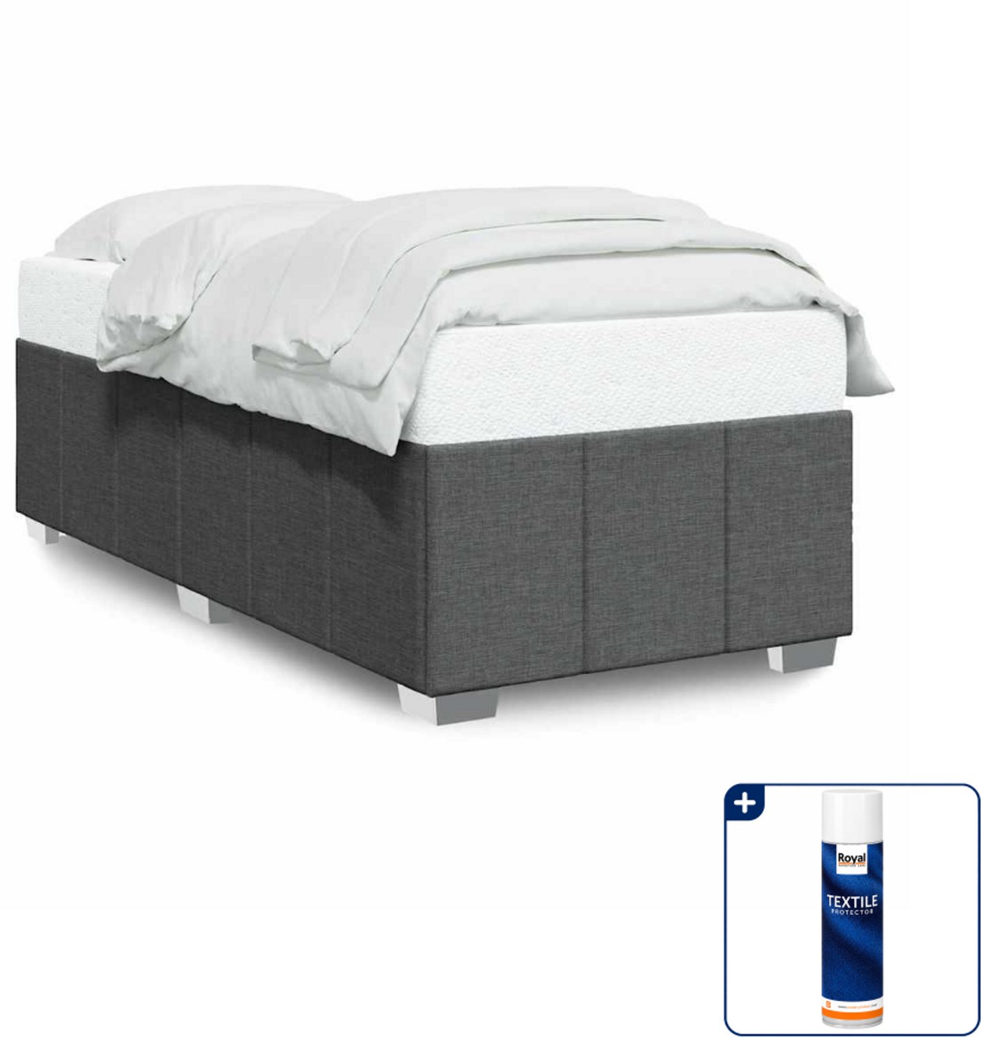 vidaXL bedframe - 100 x 200 cm - stof - donkergrijs - Inclusief textielbeschermer 500 ml