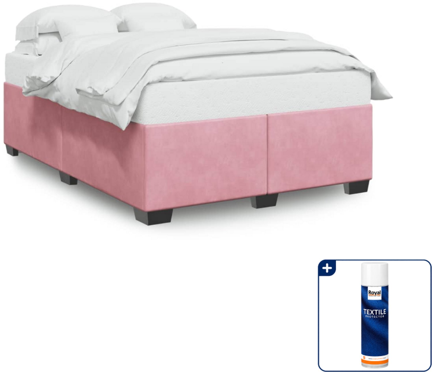 vidaXL bedframe Small double - 140 x 200 cm - fluweel - roze - Inclusief textielbeschermer 500 ml Grijs