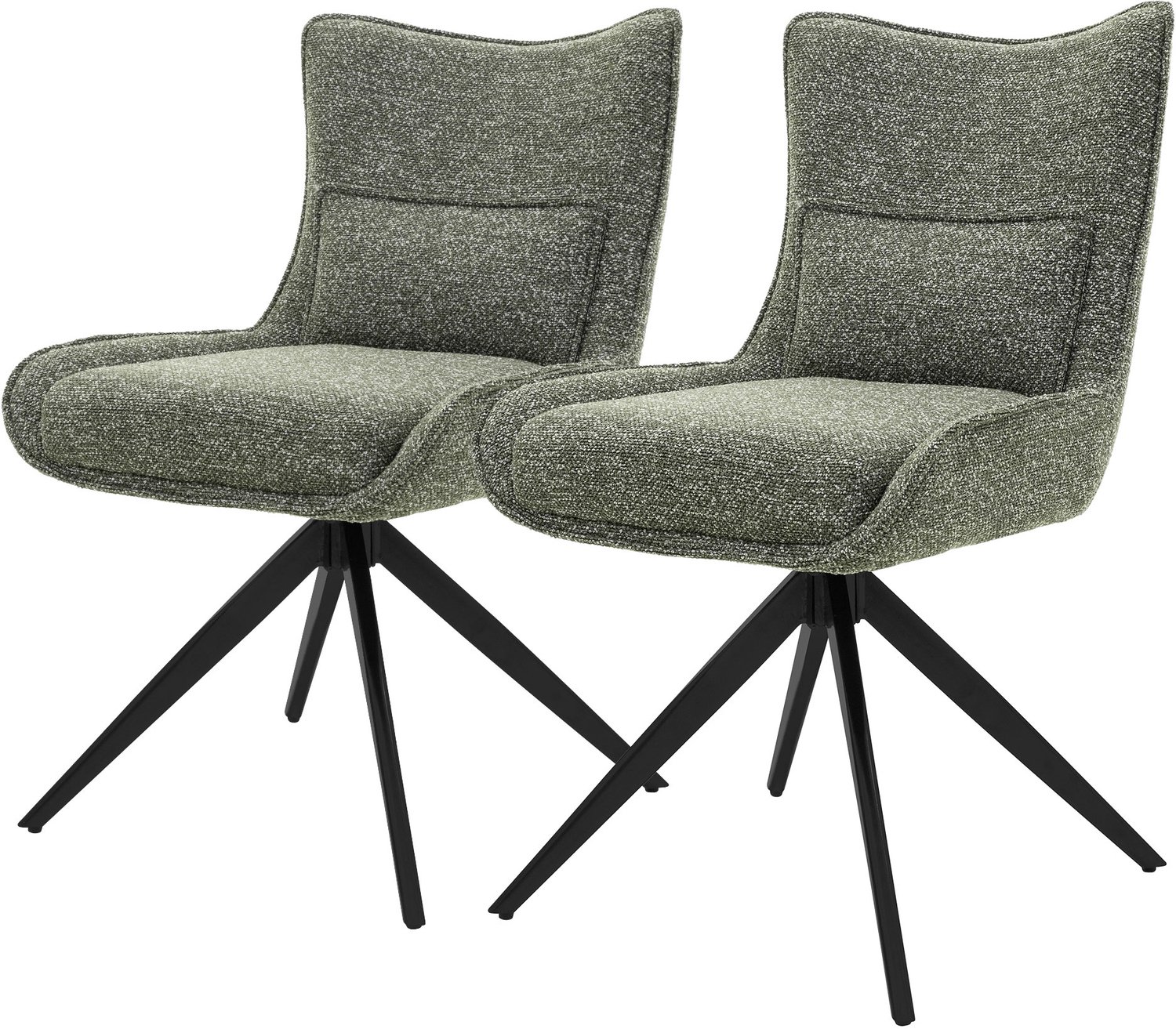 ml-design Eetkamerstoelen 360° draaibaar set van 2, bekleding van geweven stof, draaistoel met lendenkussen, fauteuil stevig staal met verstelbare poten voor de keuken en woonkamer tot 120 kg, comfortabele armstoel met een stoffen bekleding, groen
