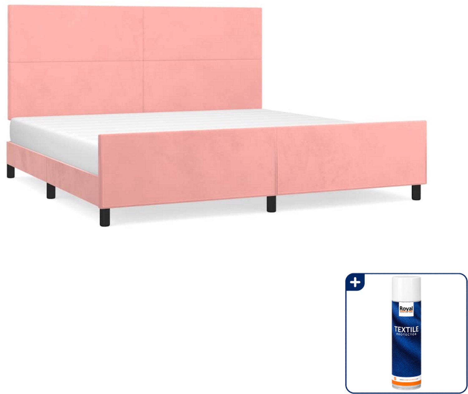vidaXL Bedframe - 200 x 200 cm - fluweel - roze - Inclusief textielbeschermer 500 ml