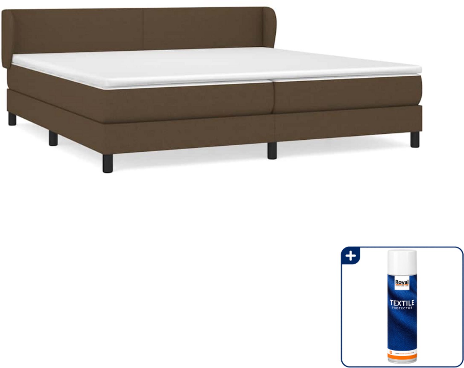 vidaXL Boxspring met matras 200 x 200 cm - stof - donkerbruin - Inclusief textielbeschermer 500 ml