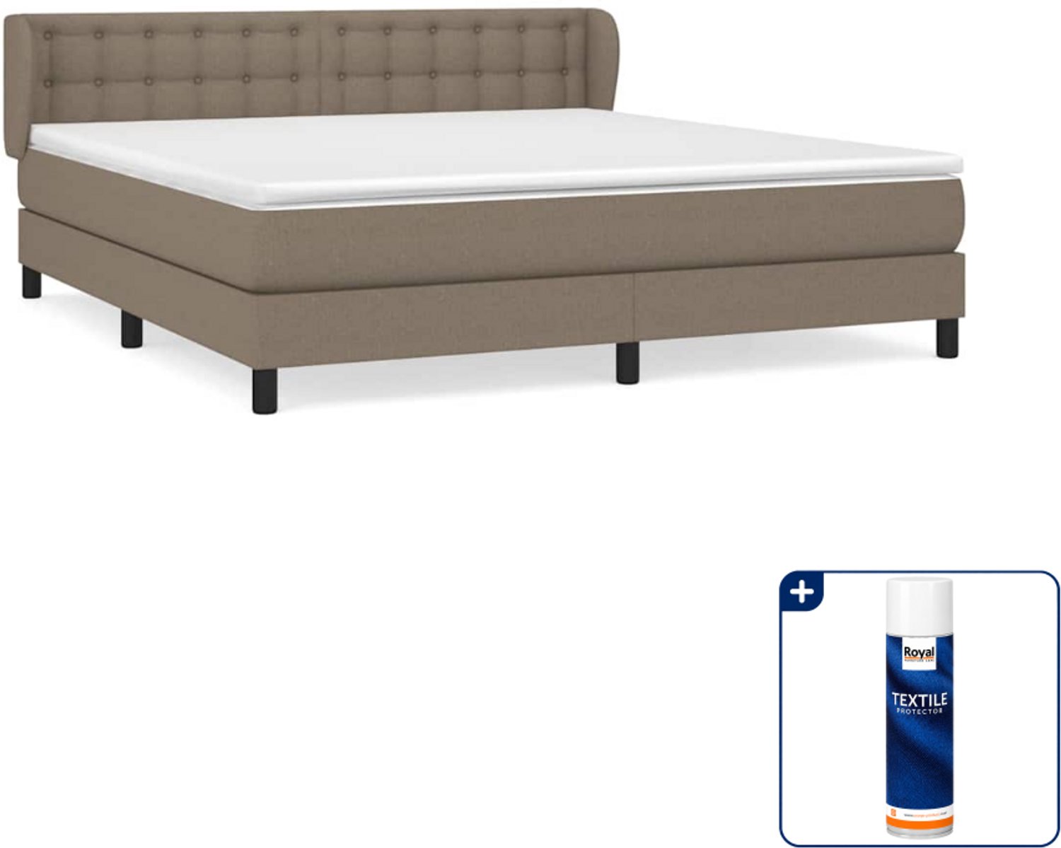 vidaXL boxspring met matras - Kingsize - 180 x 200 cm - taupe - Inclusief textielbeschermer 500 ml