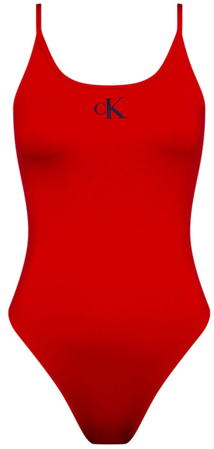 Calvin Klein dames badpak scoop back ck monogram rood