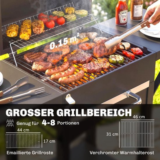 Houtskool Barbecue - Metaal - Zwart - 110x46.5x101cm - Buiten Gebruik — afbeelding 5