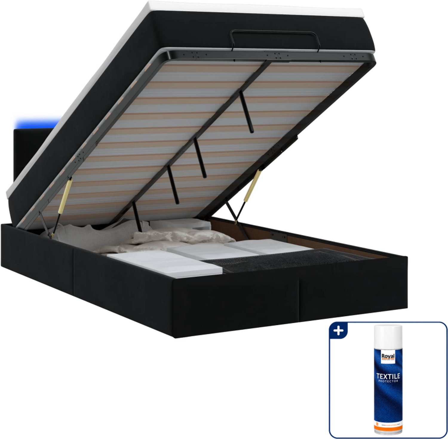 vidaXL ottoman bed - 120 x 190 cm - zwart - Inclusief textielbeschermer 500 ml