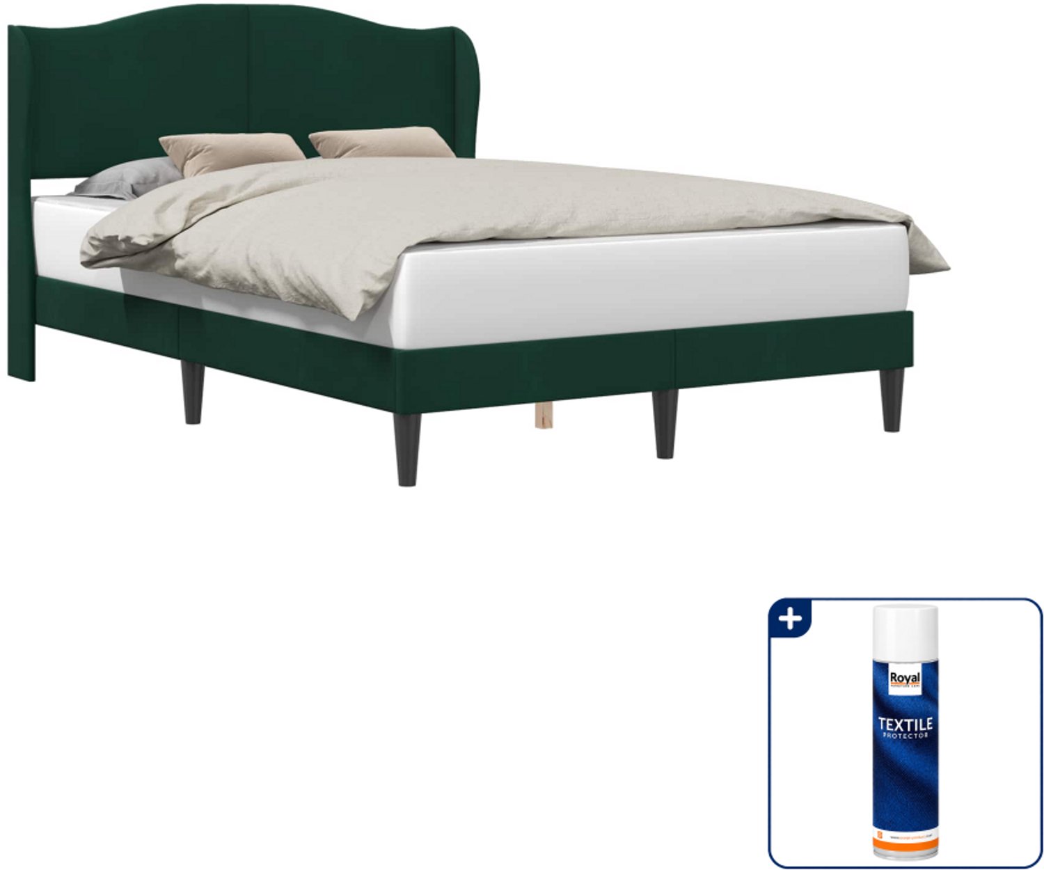 vidaXL Bedframe - 120 x 190 cm - fluweel - donkergroen - Inclusief textielbeschermer 500 ml