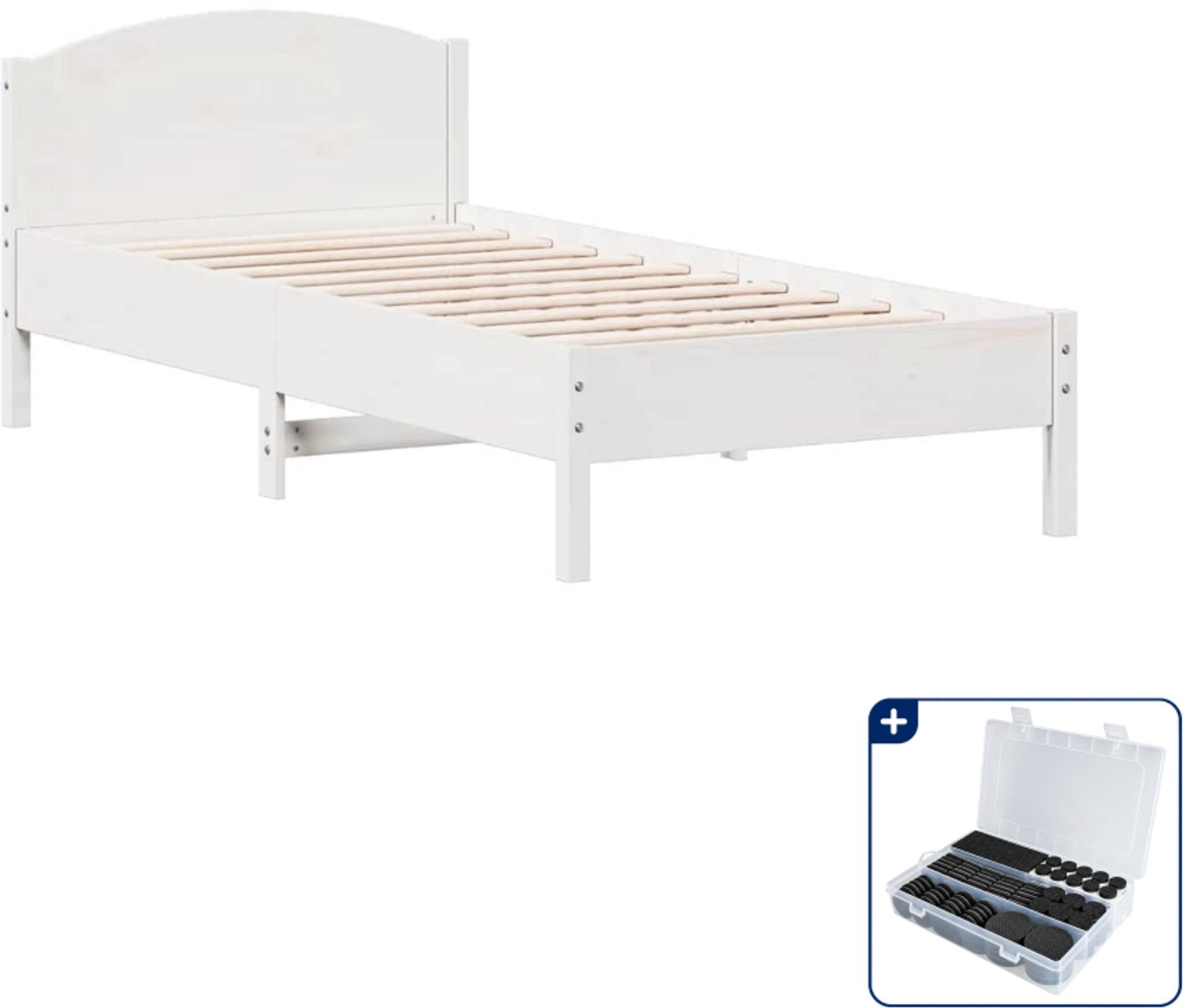 vidaXL Bedframe - 100 x 200 cm - massief grenenhout - wit - Inclusief antikrasvilt 177-delig