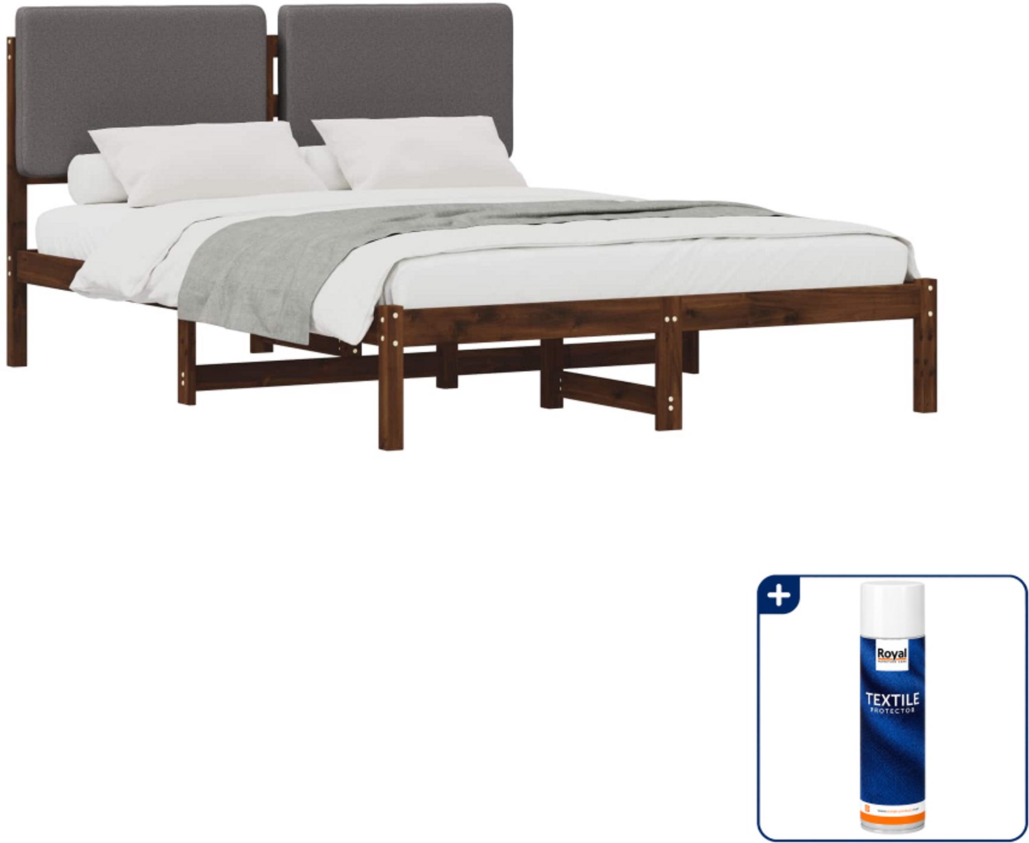 vidaXL bedframe - 140 x 190 cm - massief acaciahout - donkerbruin - Inclusief textielbeschermer 500 ml