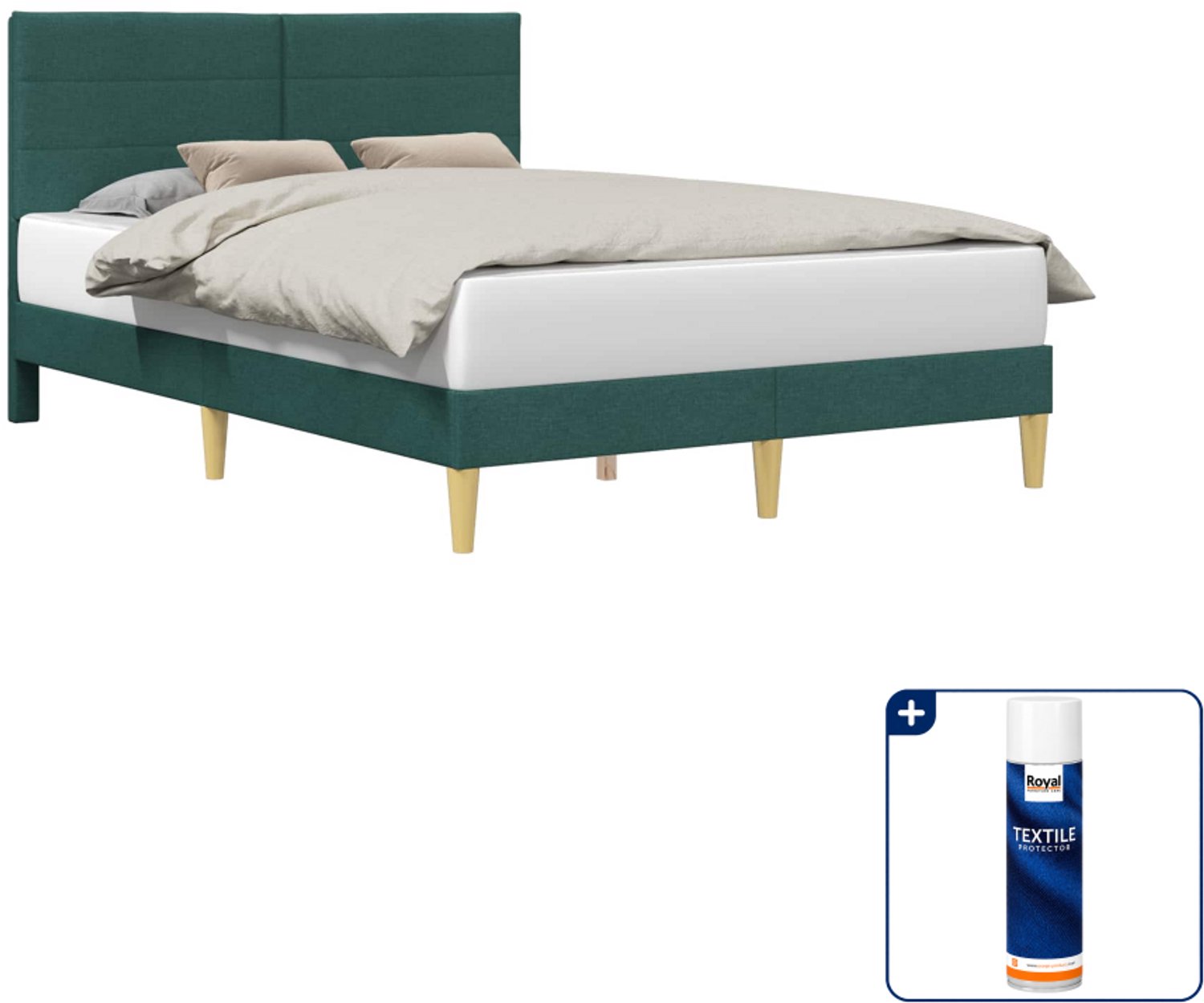 vidaXL Bedframe Queensize - 160 x 200 cm - donkergroen - Inclusief textielbeschermer 500 ml