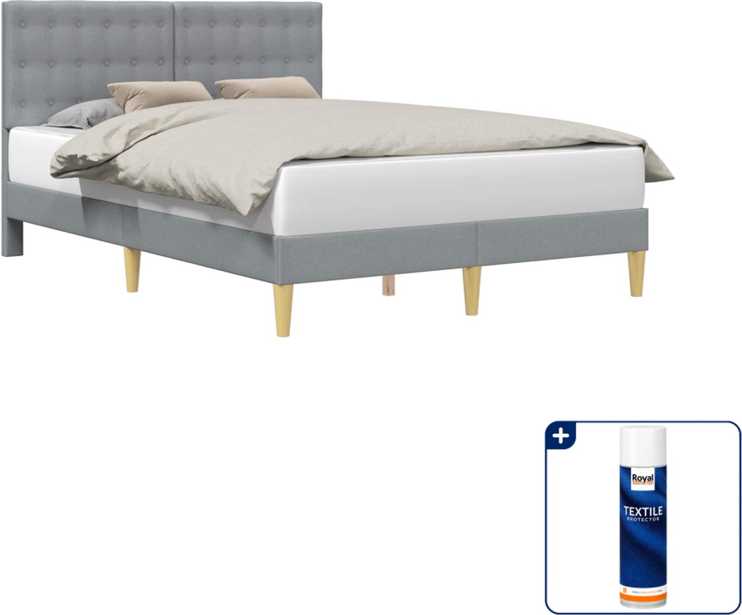 vidaXL bedframe - 120 x 200 cm - stof - lichtgrijs - Inclusief textielbeschermer 500 ml