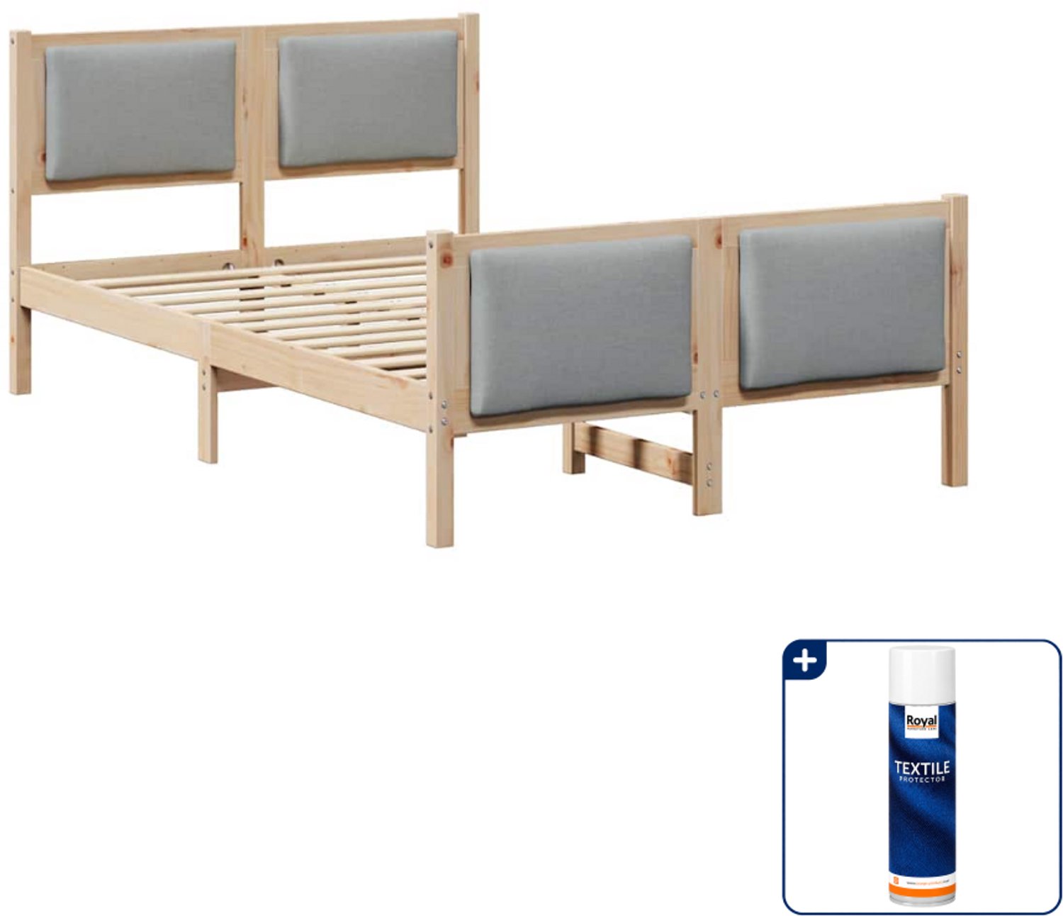 vidaXL bedframe - 120 x 190 cm - lichtgrijs - Inclusief textielbeschermer 500 ml Bruin