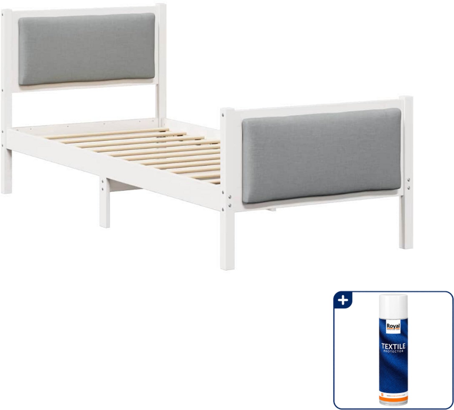 vidaXL bedframe - 80 x 200 cm - stof - lichtgrijs - Inclusief textielbeschermer 500 ml Wit