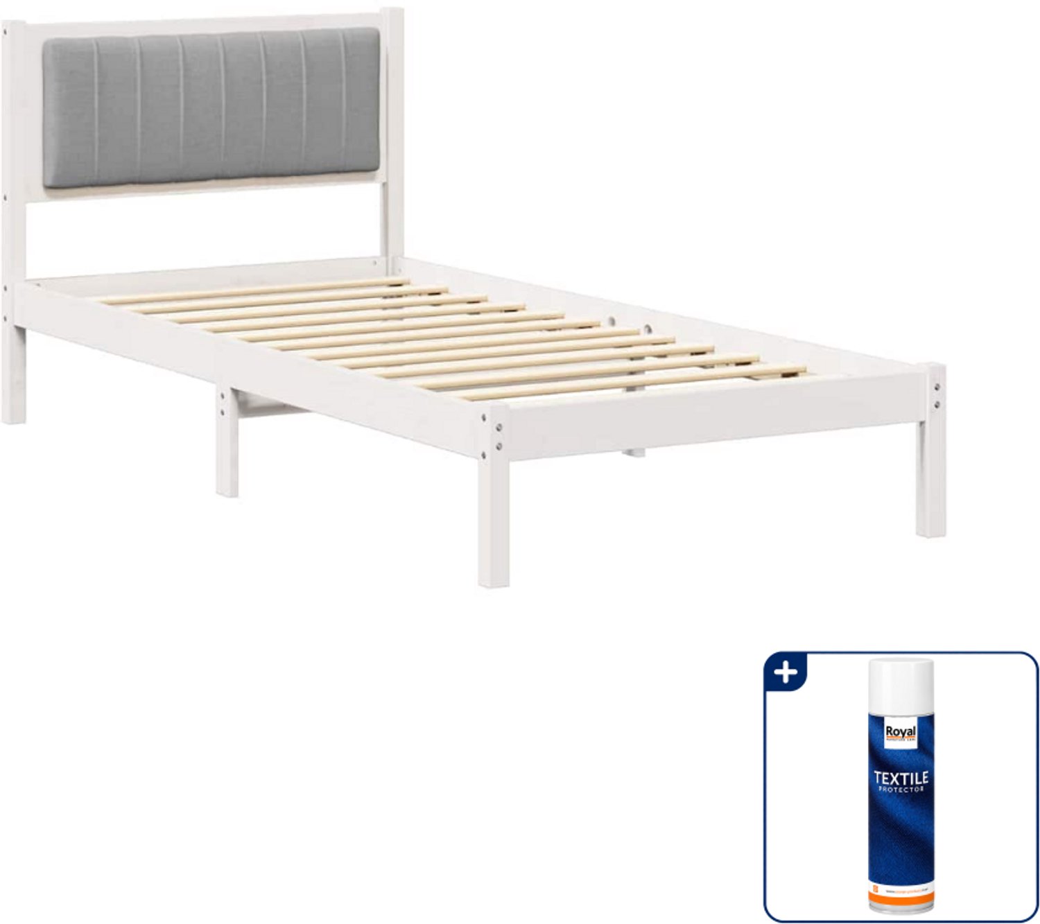 vidaXL bedframe - 90 x 200 cm - lichtgrijs - Inclusief textielbeschermer 500 ml Wit